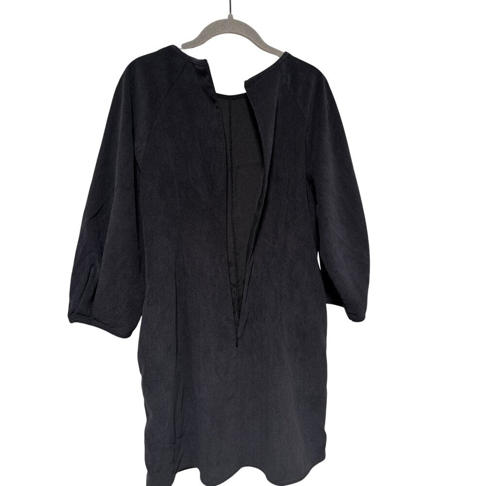 Zara Women’s Black Faux Suede Shift Dress Balloon Sleeve Back Zip Size Medium - Picture 10 of 10